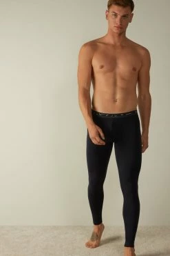 Best Pirce 🎉 Intimissimi Men Modal-Cashmere Leggings Midnight Blue 👏 -Deals Pajamas Store AIU16C800 M