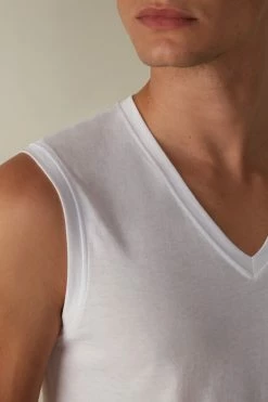 Buy 👍 Intimissimi Men Wide-Strap Supima Cotton Tank Top White ❤️