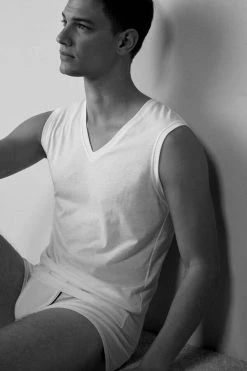 Buy 👍 Intimissimi Men Wide-Strap Supima Cotton Tank Top White ❤️ -Deals Pajamas Store CGU12D001 M