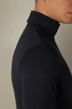 New 💯 Intimissimi Men Long-sleeve High-Neck Modal-Cashmere Top Midnight Blue 🎁