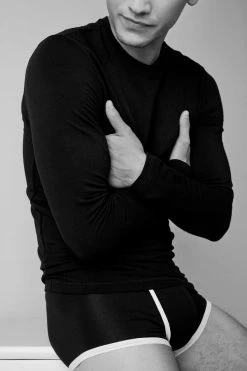 Outlet ⌛ Intimissimi Men Long-Sleeve Modal-Cashmere Top Black 💯 -Deals Pajamas Store CLU16E019 M