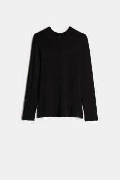 Outlet ⌛ Intimissimi Men Long-Sleeve Modal-Cashmere Top Black 💯 -Deals Pajamas Store CLU16E 019 F