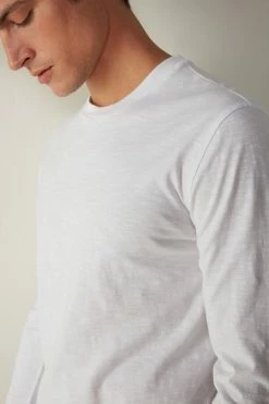 Deals ✨ Intimissimi Men Slub Cotton Long Sleeve Top White 🥰