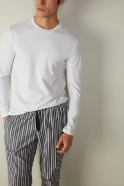 Deals ✨ Intimissimi Men Slub Cotton Long Sleeve Top White 🥰 -Deals Pajamas Store CLU209 wear 001 M