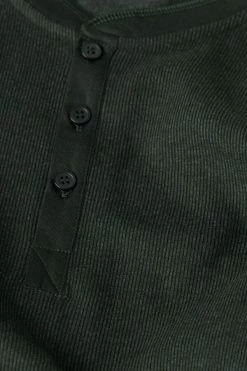 Coupon 🌟 Intimissimi Men Long Sleeve Henley Top In Warm Cotton Midnight Green 🧨 -Deals Pajamas Store CLU216038J D1