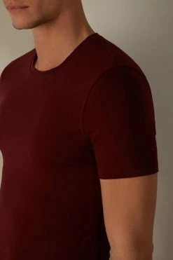 Best reviews of 🤩 Intimissimi Men T-shirt In Stretch Supima® Cotton Dark Cherry Red 🎁