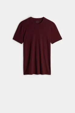 Best reviews of 🤩 Intimissimi Men T-shirt In Stretch Supima® Cotton Dark Cherry Red 🎁 -Deals Pajamas Store CMU12A225I F