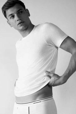 Outlet ❤️ Intimissimi Men Short Sleeve Crew Neck T 👚 Shirt In Supima® Cotton Heathered Graphite Grey 🤩 -Deals Pajamas Store CMU12G001 M