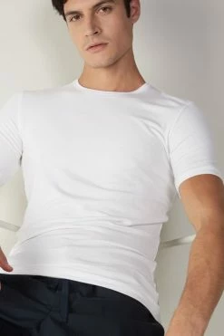 Wholesale ✔️ Intimissimi Men Short-Sleeve Modal-Cashmere Top Midnight Blue ⌛ -Deals Pajamas Store CMU16C wear 001 M