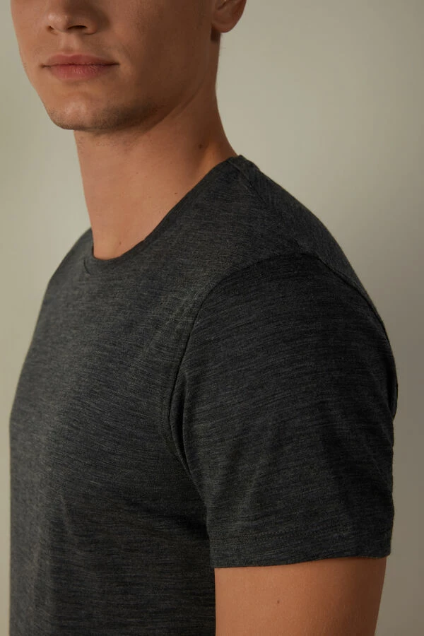 Brand new ๐คฉ Intimissimi Men Stretch Merino Wool Short-Sleeve T-Shirt Charcoal Grey Blend ๐ 4 Brand new ๐คฉ Intimissimi Men Stretch Merino Wool Short-Sleeve T-Shirt Charcoal Grey Blend ๐ - Image 2