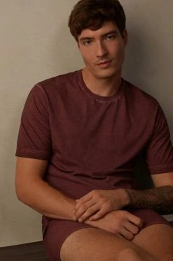 Best Pirce 😉 Intimissimi Men Oil Washed Cotton Short Sleeve Top Washed Black 🔔 -Deals Pajamas Store CMU2414891 M