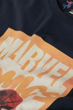 Outlet 🎁 Intimissimi Men Spider-Man Print T-Shirt Midnight Blue 😀 -Deals Pajamas Store CMU248800 D1