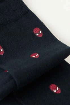 Best deal 🤩 Intimissimi Men Spider-Man Long Soft Cotton 🧦 Socks Dark Blue Spider-man Mask Print 🎁