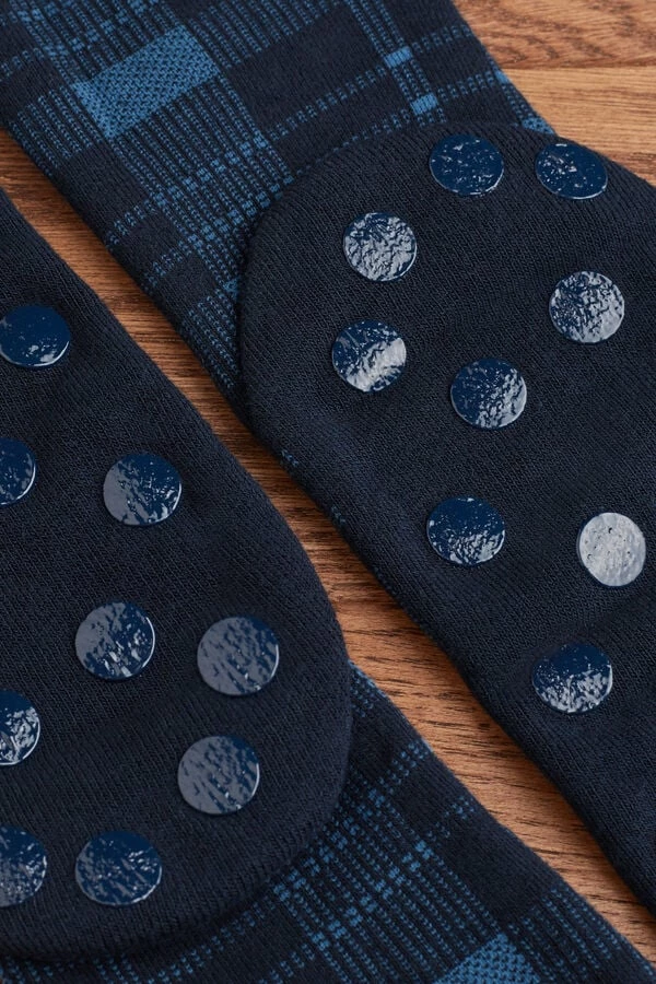 Cheapest β€οΈ Intimissimi Men Avio Blue Check Non-slip 𧦠Socks Denim Blue Check Print π 3 Cheapest β€οΈ Intimissimi Men Avio Blue Check Non-slip 𧦠Socks Denim Blue Check Print π - Image 2