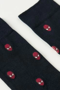 Buy 🛒 Intimissimi Men Spider-Man Short Soft Cotton 🧦 Socks Dark Blue Spider-man Mask Print 🎉