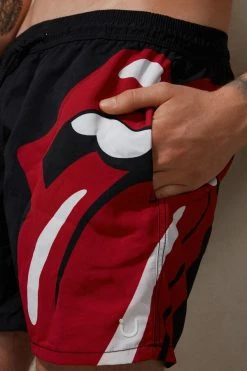 Deals ❤️ Intimissimi Men Rolling Stones Pegaso Swim Trunks Black 🌟