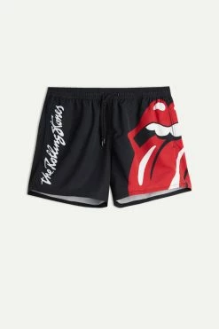 Deals ❤️ Intimissimi Men Rolling Stones Pegaso Swim Trunks Black 🌟 -Deals Pajamas Store MB0092019 F