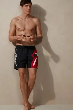 Deals ❤️ Intimissimi Men Rolling Stones Pegaso Swim Trunks Black 🌟 -Deals Pajamas Store MB0092019 M