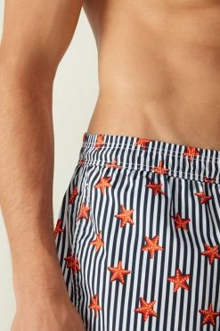Top 10 🧨 Intimissimi Men Stripes And Star Fish Print Tritone Swim Trunks White/blue Stripes Starfish Print ⭐