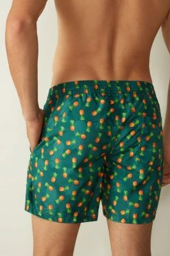 Buy 👍 Intimissimi Men Pineapple Print Tritone Swim Trunks Green Pineapple Print 🛒 -Deals Pajamas Store MB0111699I BI