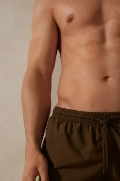 Hot Sale ๐ Intimissimi Men Single Color Swim Trunks Brick Red ๐