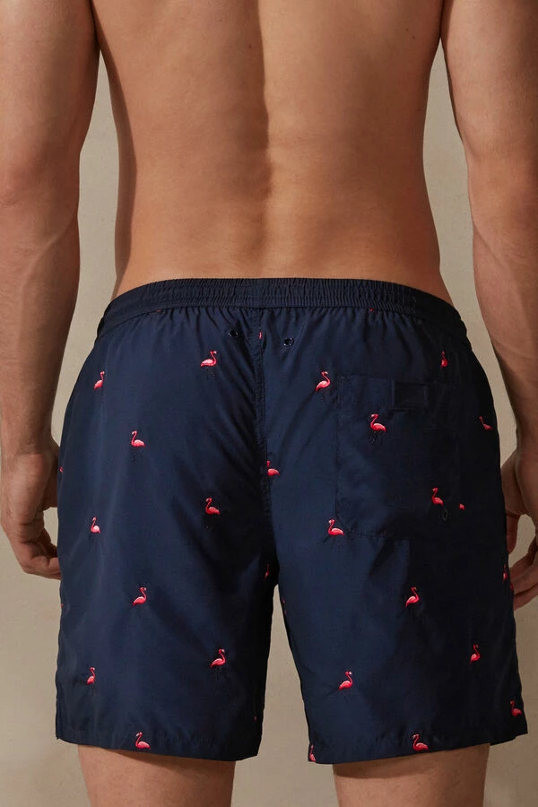 New โ Intimissimi Men Embroidered Flamingo Swim Trunks Intense Blue With Flamingos ๐ 4 New โ Intimissimi Men Embroidered Flamingo Swim Trunks Intense Blue With Flamingos ๐ - Image 2