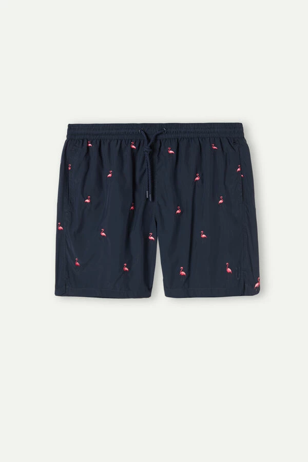 New โ Intimissimi Men Embroidered Flamingo Swim Trunks Intense Blue With Flamingos ๐ 5 New โ Intimissimi Men Embroidered Flamingo Swim Trunks Intense Blue With Flamingos ๐ - Image 3