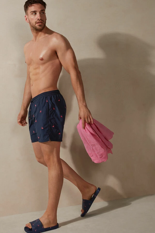 New โ Intimissimi Men Embroidered Flamingo Swim Trunks Intense Blue With Flamingos ๐ 7 New โ Intimissimi Men Embroidered Flamingo Swim Trunks Intense Blue With Flamingos ๐ - Image 5