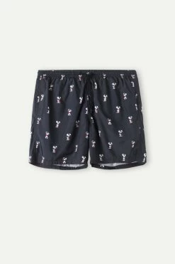 New ✔️ Intimissimi Men Snoopy Print Swim Trunks Black Snoopy Print 😀 -Deals Pajamas Store MB0131941I F