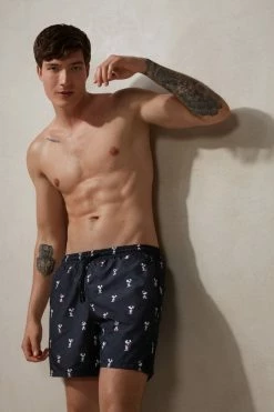 New ✔️ Intimissimi Men Snoopy Print Swim Trunks Black Snoopy Print 😀 -Deals Pajamas Store MB0131941I M