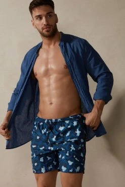 Wholesale 👍 Intimissimi Men Spot Print Swim Trunks Dark Green Spot Print 🔔 -Deals Pajamas Store MB0134943I M