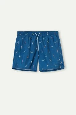 Buy 🔥 Intimissimi Men Diver Print Swim Trunks Blue Diver Print 😀 -Deals Pajamas Store MB0139947I F