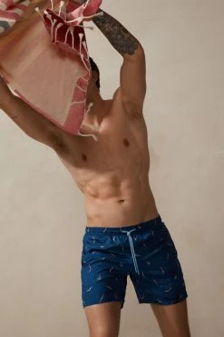 Buy 🔥 Intimissimi Men Diver Print Swim Trunks Blue Diver Print 😀 -Deals Pajamas Store MB0139947I M