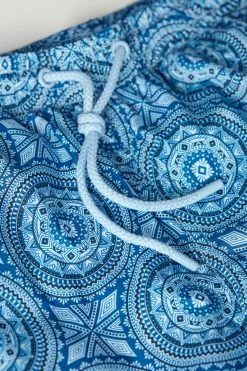 New ❤️ Intimissimi Men Blue Majolica Print Swim Trunks Light Blue Tile Print 😀 -Deals Pajamas Store MB0141949I D1