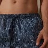 Cheapest ⌛ Intimissimi Men Cactus Print Swim Trunks Intense Blue Cactus Outline Print ✔️