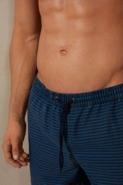 Wholesale 🎁 Intimissimi Men Washed Striped Swim Trunks Stone Washed Blue Stripes 😉