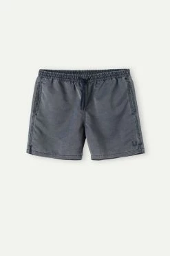Cheap ⌛ Intimissimi Men Washed Dotted Swim Trunks Stone Washed Grey Dot 🎉 -Deals Pajamas Store MB0146954I F