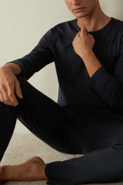 Best Sale ✔️ Intimissimi Men Basic Supima® Cotton Pajama Pant Set Midnight Blue ✨ -Deals Pajamas Store PLU12A800 M