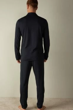 Budget 😉 Intimissimi Men Supima® Cotton Pajamas Midnight Blue 🛒 -Deals Pajamas Store PLU466800 BI