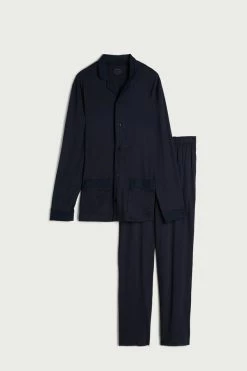 Budget 😉 Intimissimi Men Supima® Cotton Pajamas Midnight Blue 🛒 -Deals Pajamas Store PLU466800 F