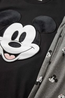 Buy ✔️ Intimissimi Men ©Disney Mickey Face Full Length Pajamas In Cotton Interlock Black ⭐ -Deals Pajamas Store PLU581019 D1