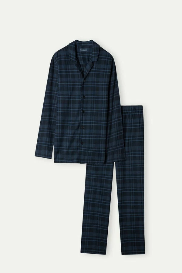 Promo ๐ Intimissimi Men Full Length Pajamas In Brushed Blue Check Patterned Cloth Denim Blue Check Print ๐คฉ 4 Promo ๐ Intimissimi Men Full Length Pajamas In Brushed Blue Check Patterned Cloth Denim Blue Check Print ๐คฉ - Image 2