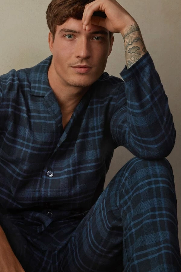 Promo ๐ Intimissimi Men Full Length Pajamas In Brushed Blue Check Patterned Cloth Denim Blue Check Print ๐คฉ 6 Promo ๐ Intimissimi Men Full Length Pajamas In Brushed Blue Check Patterned Cloth Denim Blue Check Print ๐คฉ - Image 4