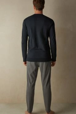 Best deal 😉 Intimissimi Men Koala Cotton Interlock Full Length Pajamas Midnight Blue 🤩