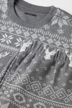Best Pirce 🌟 Intimissimi Men Full Length Norwegian Pattern Pajamas In Tricot Graphite Grey Heather Fair Isle Print 🔥 -Deals Pajamas Store PLU587103J D1