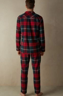 Top 10 👍 Intimissimi Men Red Tartan Brushed Cloth Full Length Pajamas Red Tartan Print ✨