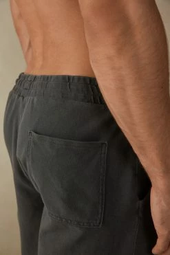 Cheap 🌟 Intimissimi Men Délavé Cotton Piqué Shorts Black 😍