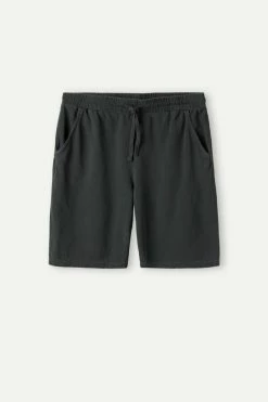 Cheap 🌟 Intimissimi Men Délavé Cotton Piqué Shorts Black 😍 -Deals Pajamas Store PUC265019 F