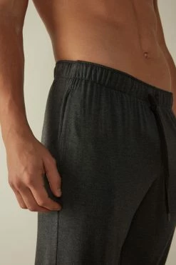 New 🔔 Intimissimi Men Silk And Modal Trousers Dark Grey Blend 😉