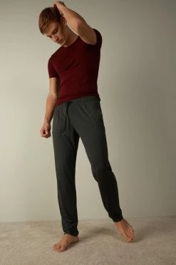 New π Intimissimi Men Silk And Modal Trousers Dark Grey Blend π 13 New π Intimissimi Men Silk And Modal Trousers Dark Grey Blend π -Deals Pajamas Store PUL23A040 M